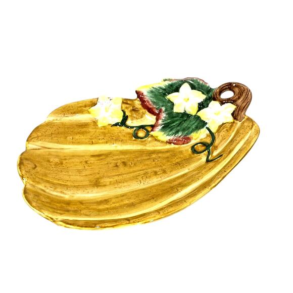 Fitz and Floyd Classics Pumpkin Gourd and Blossoms Porcelain Dish Wall Hanging - Picture 5 of 10